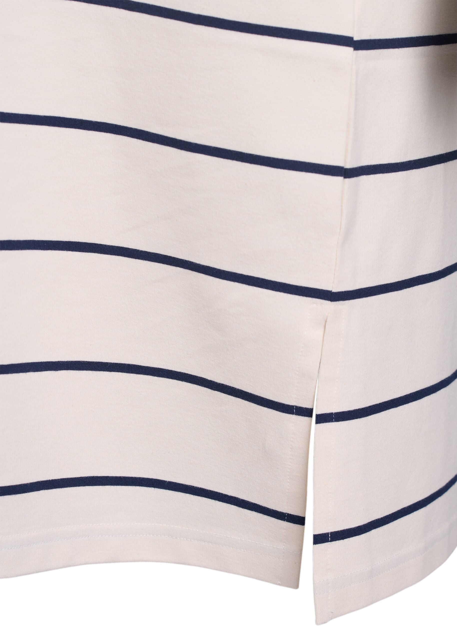 Zizzi Robe courte en jersey &agrave; rayures, Beige, Packshot image number 3