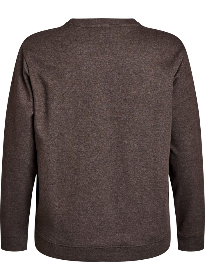 Sweat-shirt &agrave; col ras du cou, Marron, Packshot image number 1