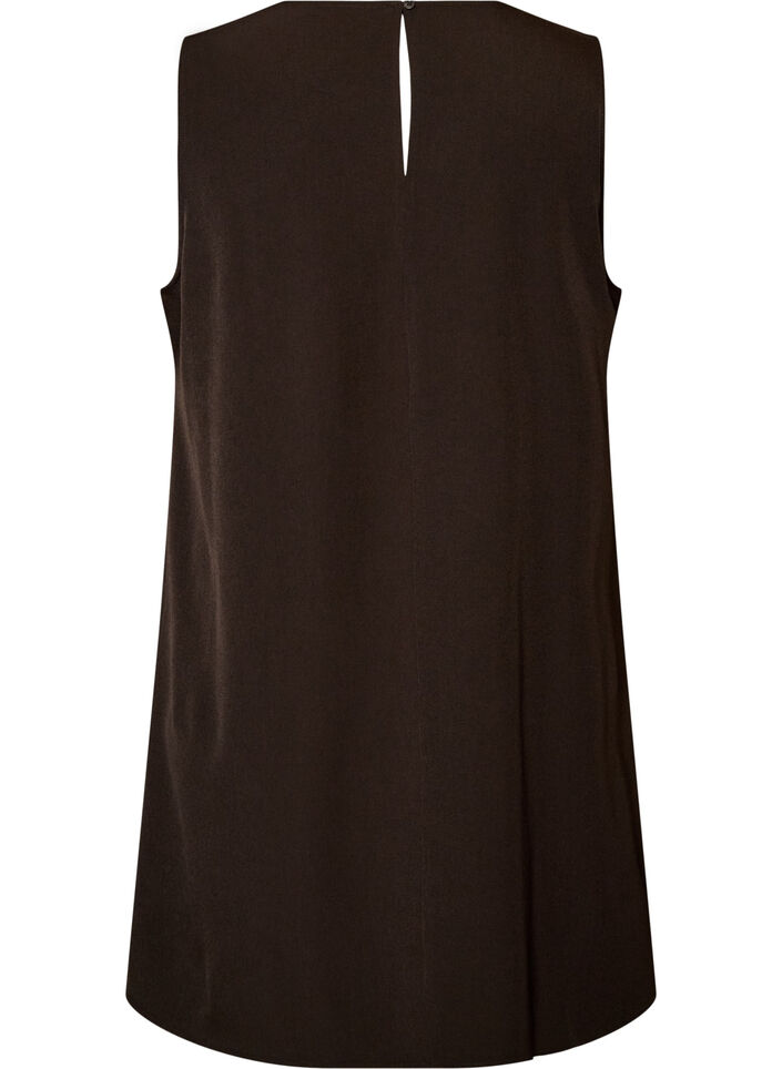 Robe coupe &eacute;vas&eacute;e sans manches &agrave; fines rayures, Marron, Packshot image number 1