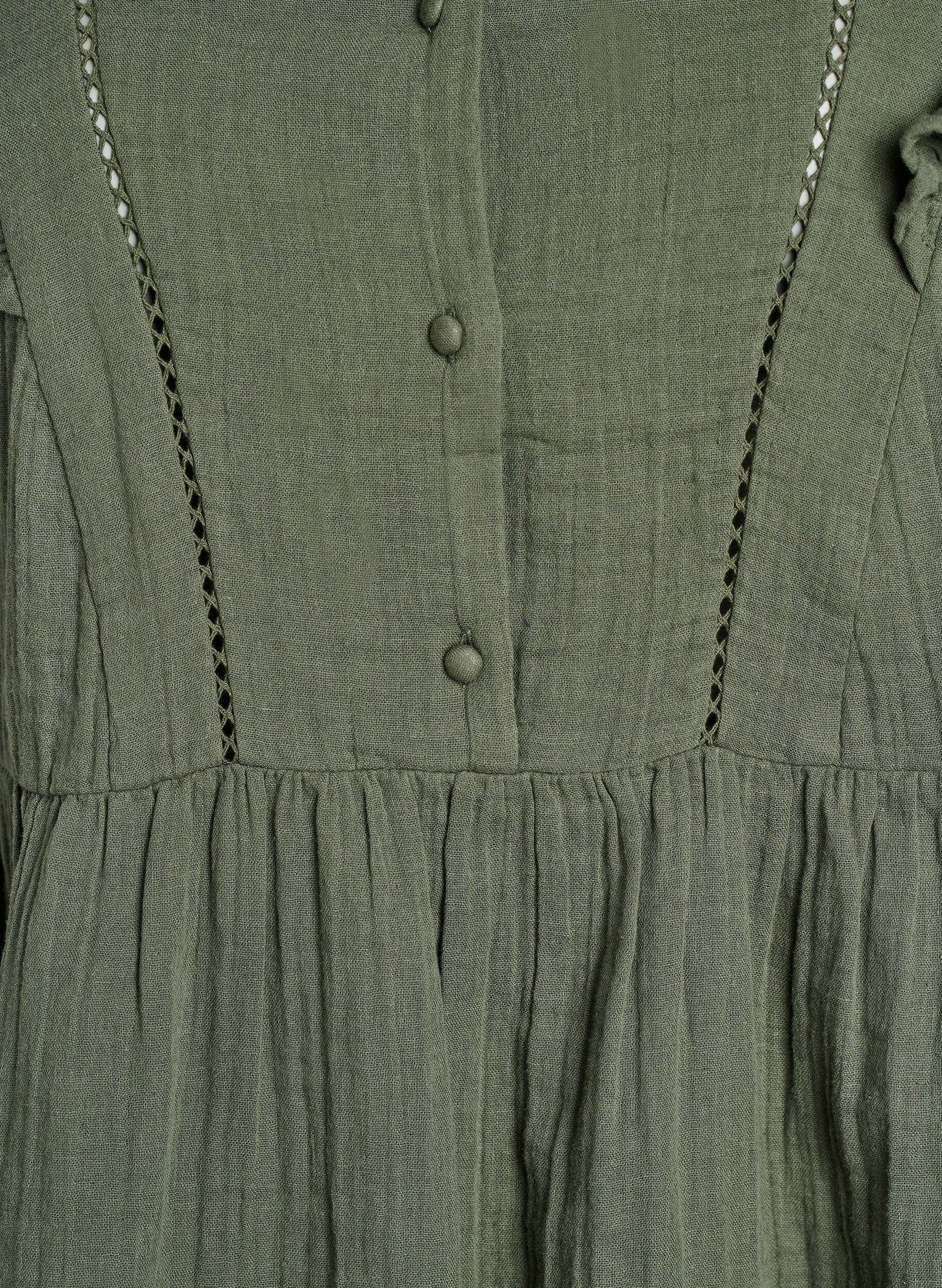 ZizziBlouse sans manches en mousseline de coton avec volants, Vert, Packshot image number 2