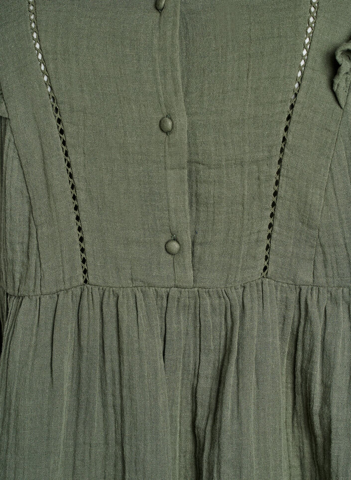 Blouse sans manches en mousseline de coton avec volants, Vert, Packshot image number 2