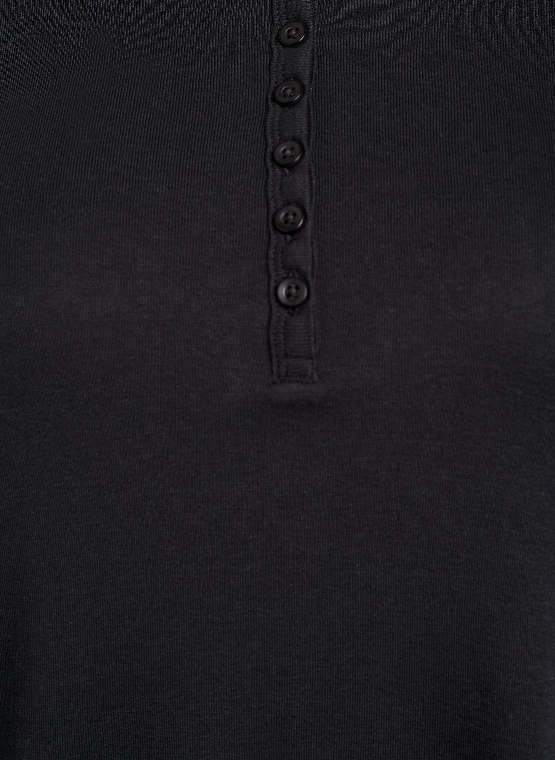 Zizzi Blouse en jersey avec boutons et bords ondul&eacute;s, Noir, Packshot image number 2