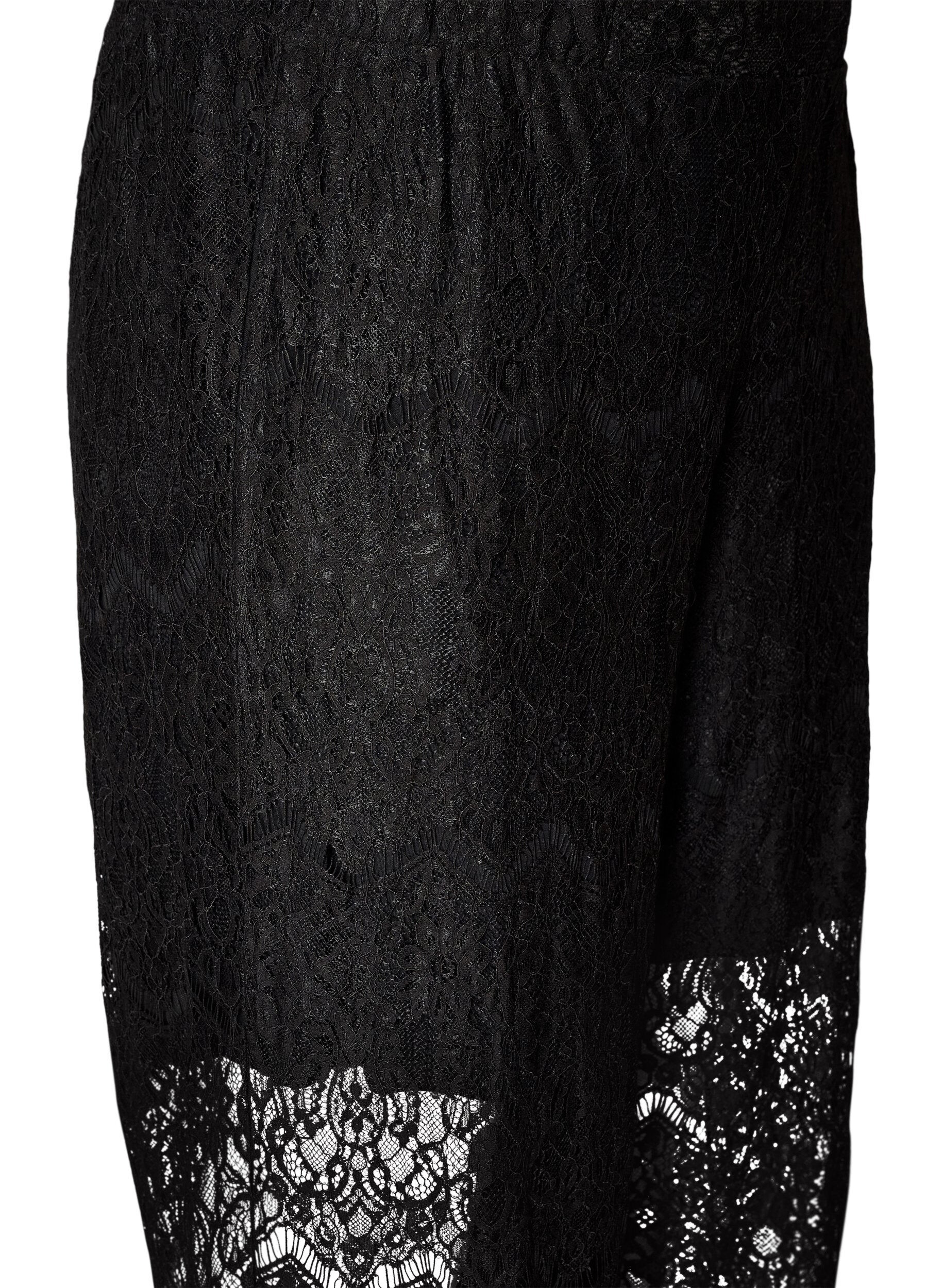 ZizziPantalon droit en dentelle avec short int&eacute;rieur, Noir, Packshot image number 2