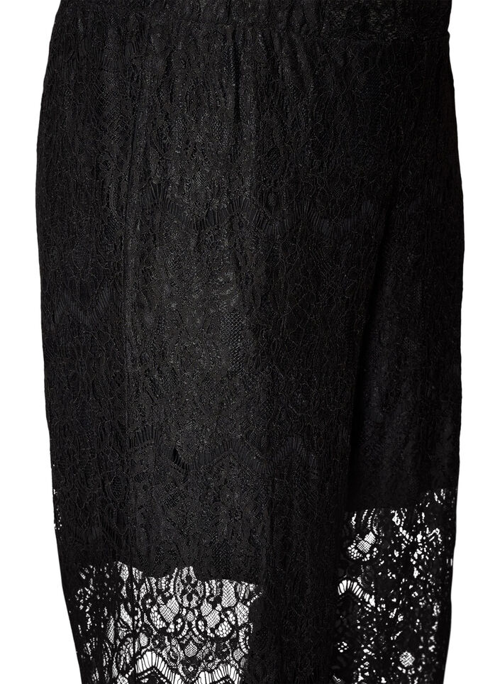 Pantalon droit en dentelle avec short int&eacute;rieur, Noir, Packshot image number 2