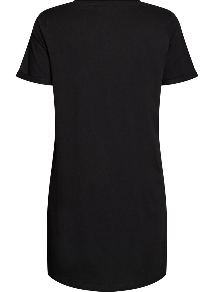 Chemise de nuit &agrave; manches courtes en coton biologique, Noir, Packshot image number 1
