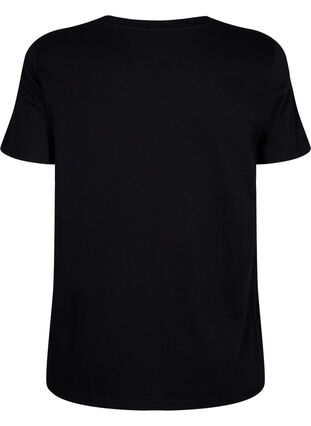 T-shirt en coton avec texte doré, Black w. Gold Love, Packshot image number 1