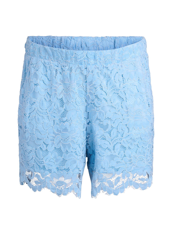 Short en dentelle taille haute avec poches, Bleu, Packshot image number 0