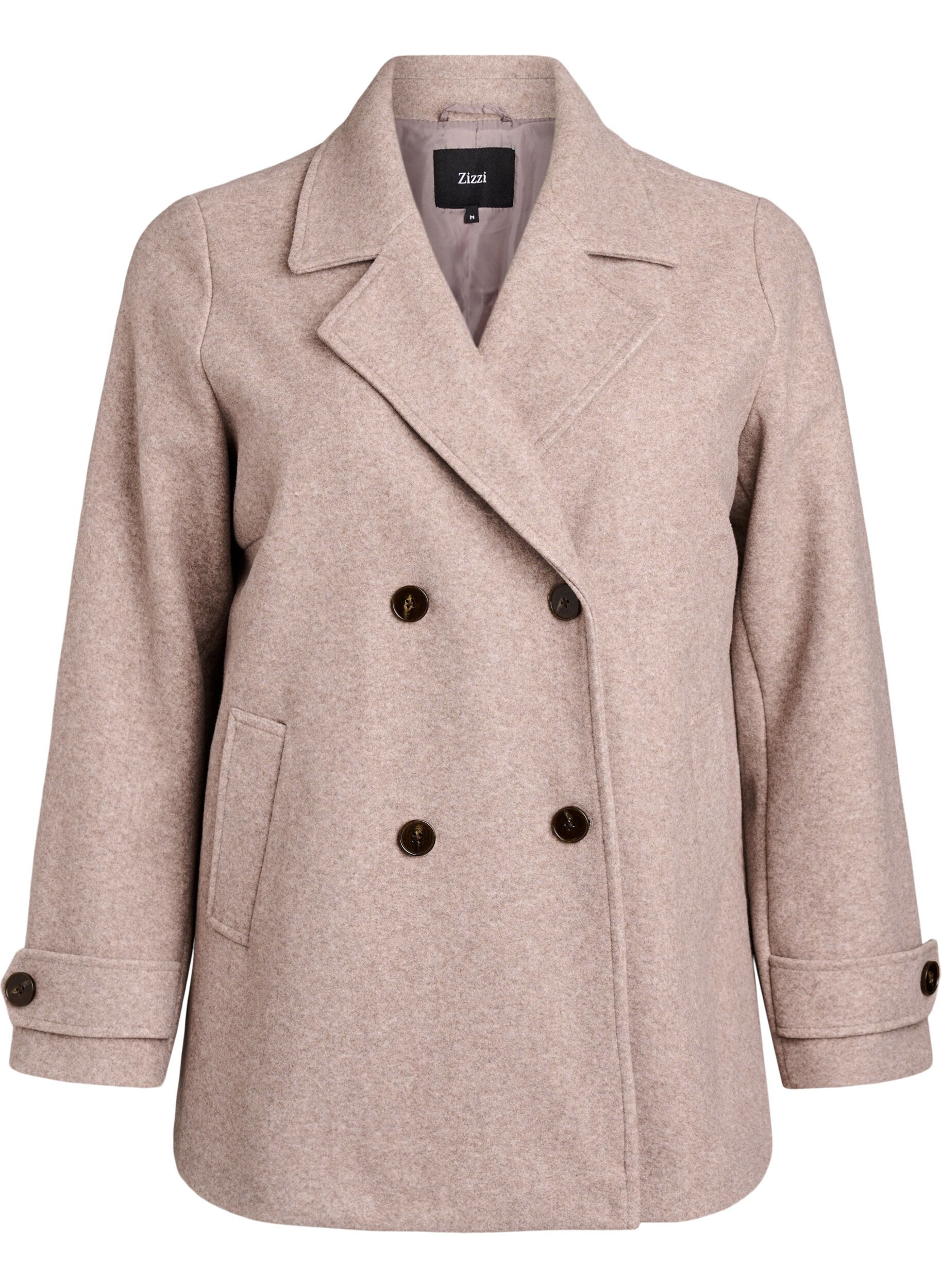ZizziManteau court &agrave; boutonnage crois&eacute;, Beige, Packshot image number 0