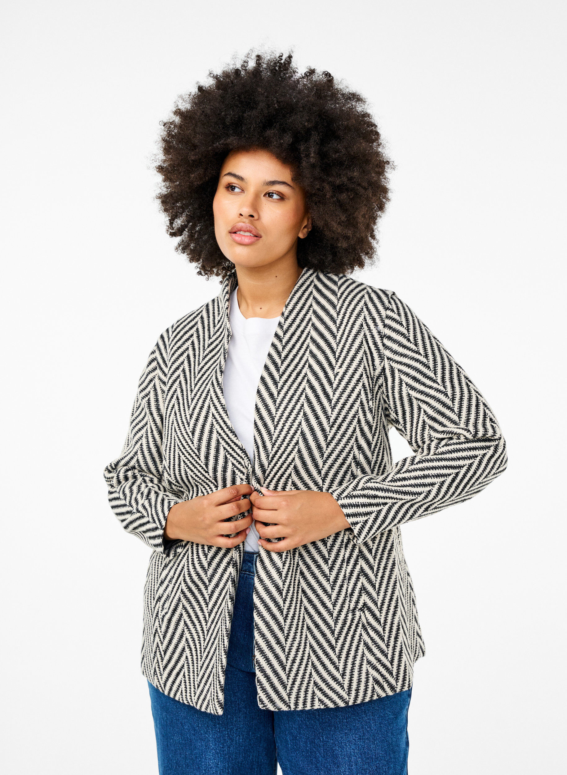 Zizzi Veste &agrave; motifs, Black w. White, Model image number 0