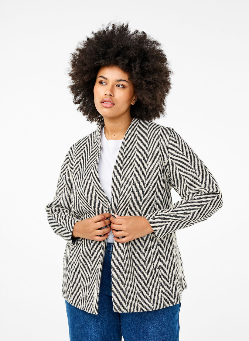 Veste à motifs, Black w. White, Model image number 0
