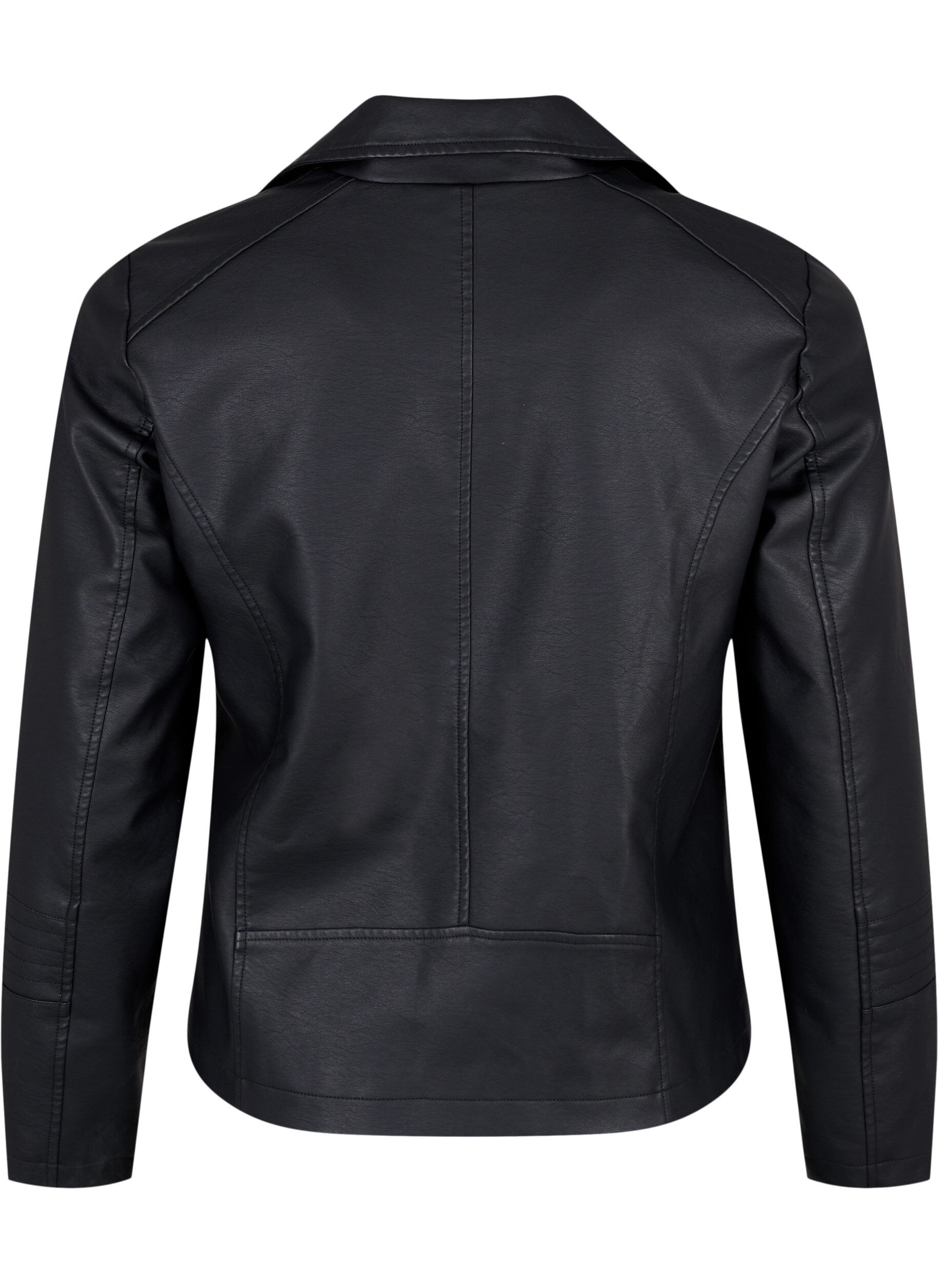 Zizzi Veste en cuir imit&eacute; de motard, Noir, Packshot image number 1