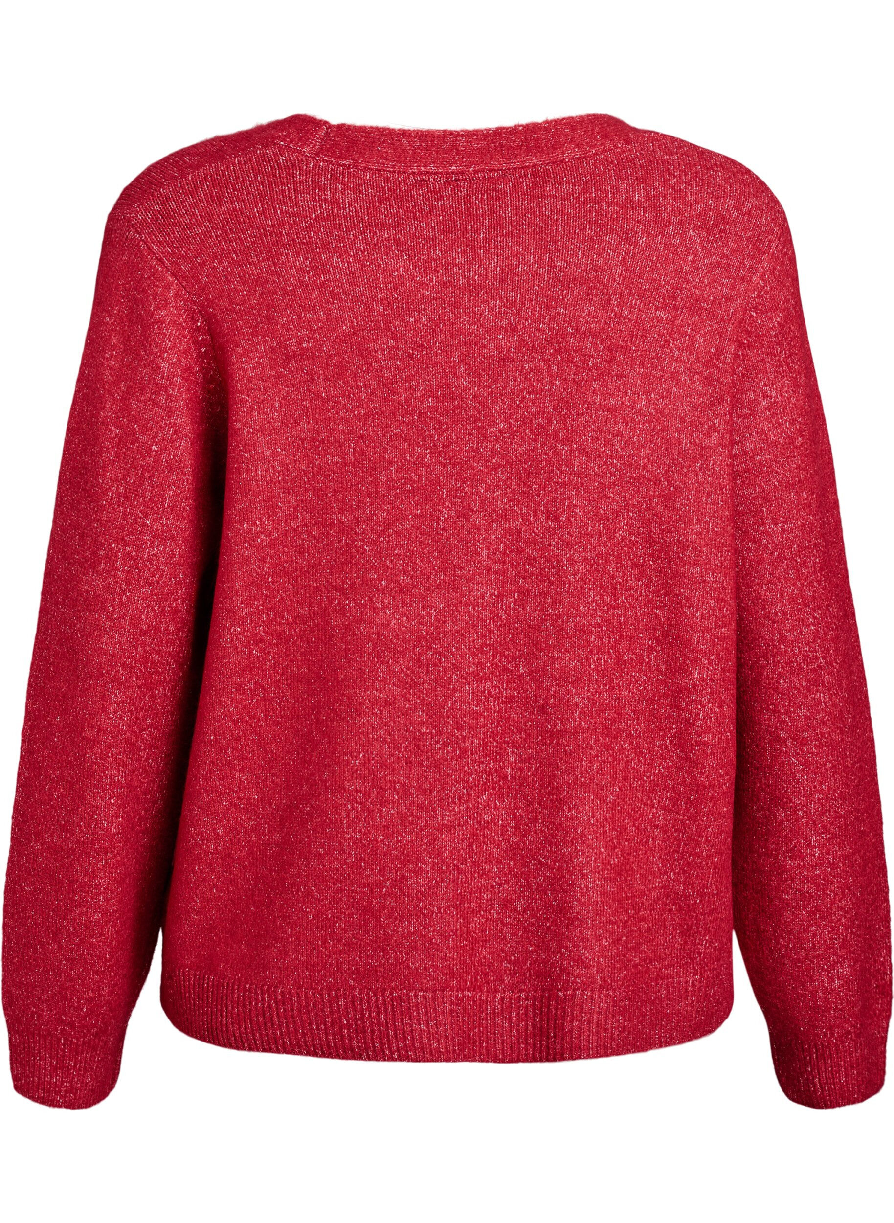 Zizzi Cardigan en maille avec boutons nacr&eacute;s, Rouge, Packshot image number 1