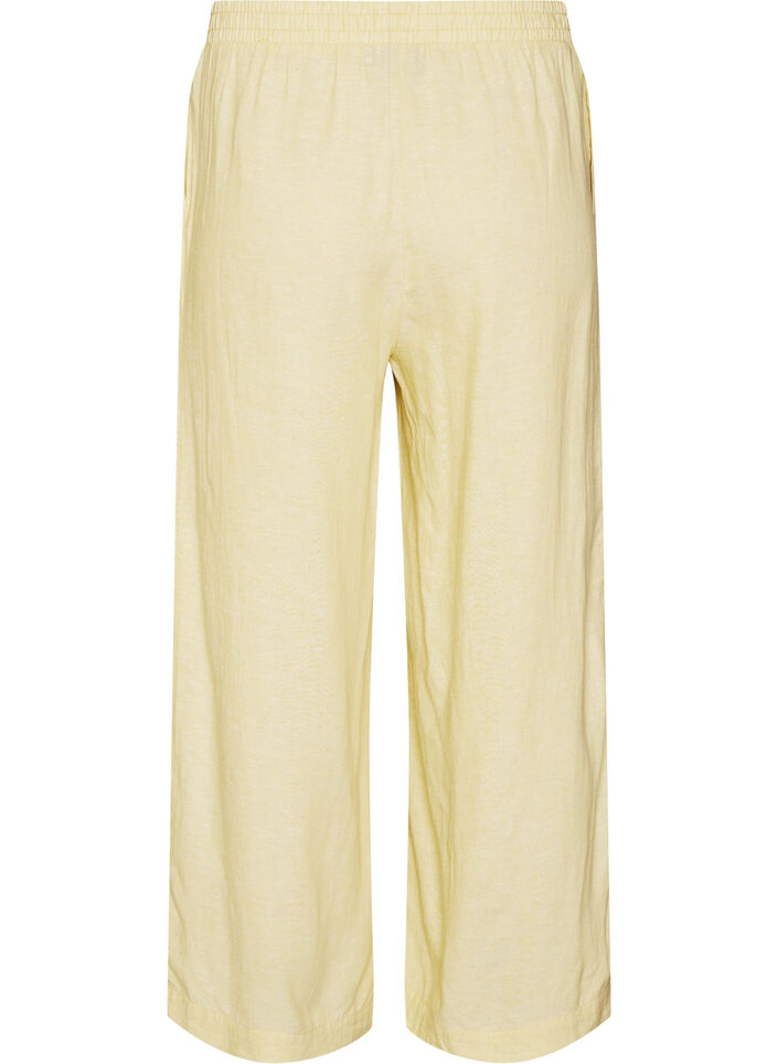 Pantalon large en lin et viscose, Jaune clair, Packshot image number 1