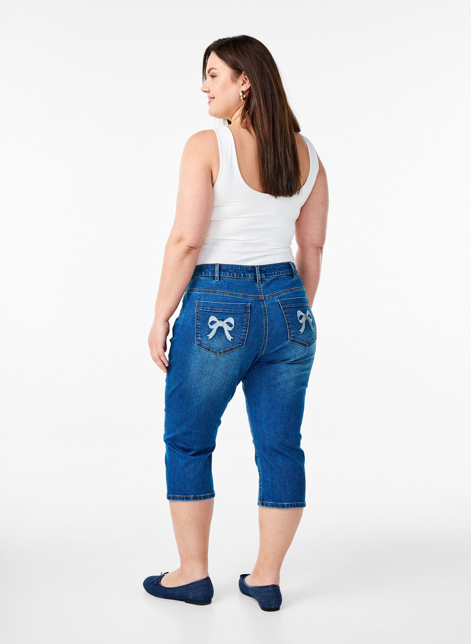Zizzi Culotte Emily en denim slim fit, Bleu, Model image number 0