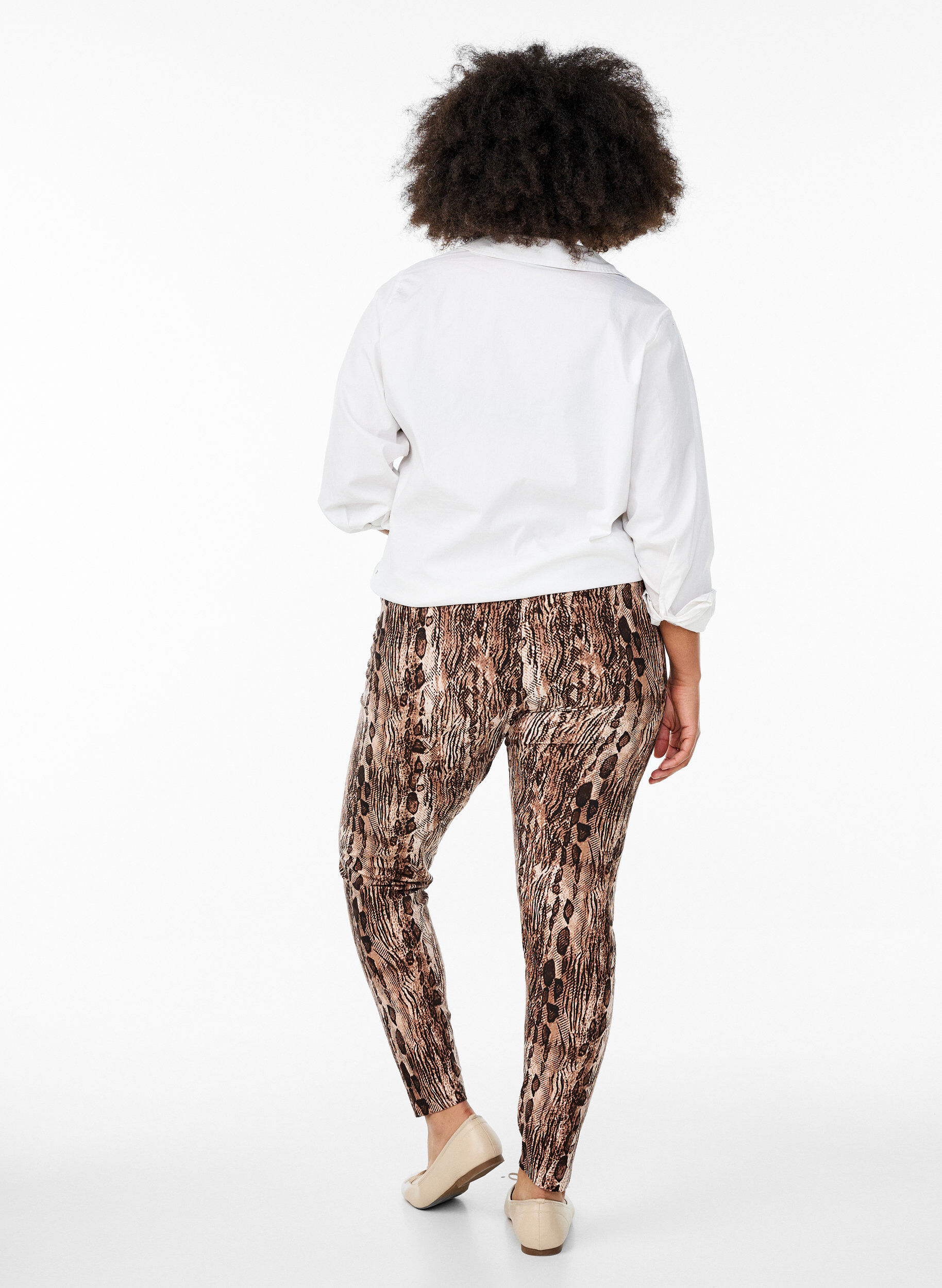Zizzi Leggings en viscose avec imprim&eacute;, Marron, Model image number 2