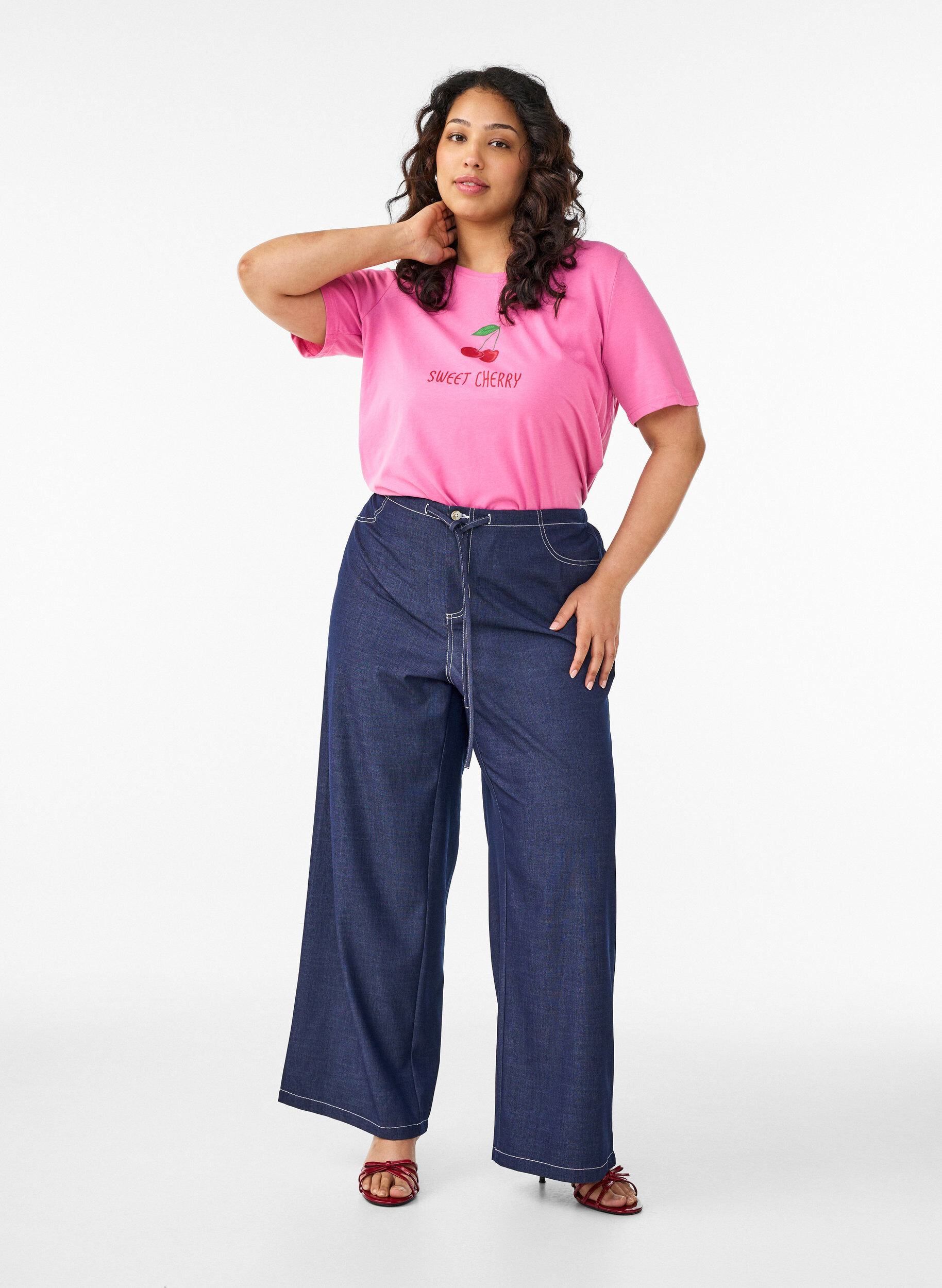 ZizziT-shirt imprim&eacute;, Rose, Model image number 1