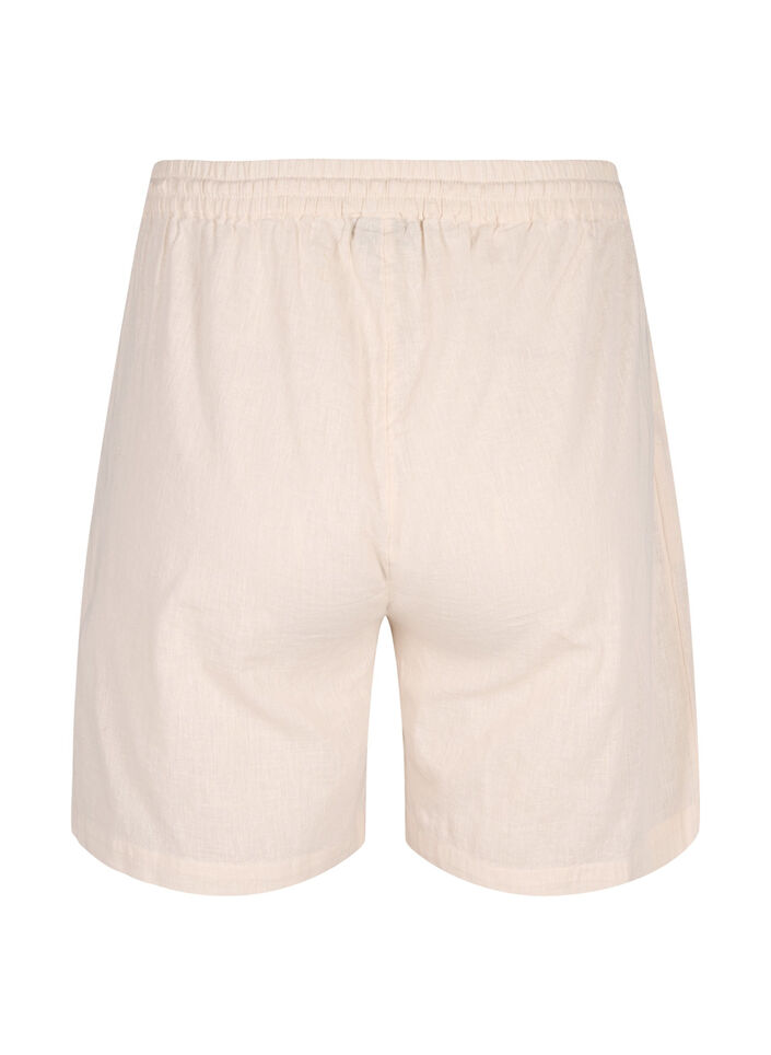 Short ample en mélange de coton avec du lin, Sandshell, Packshot image number 1