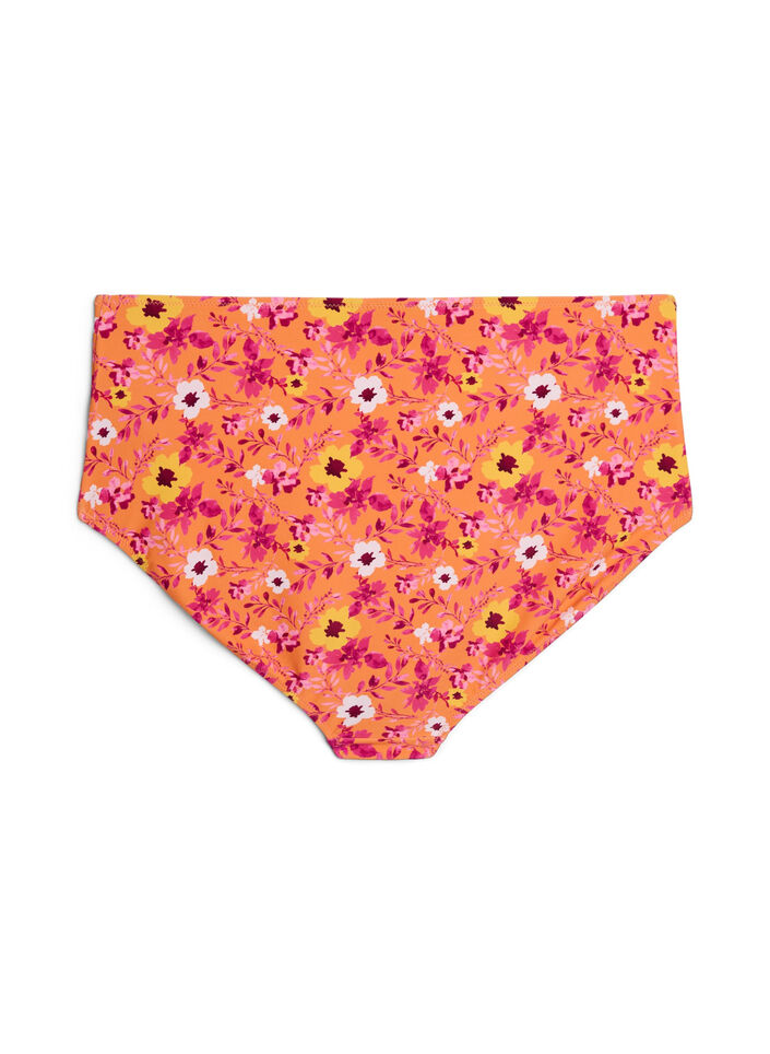 Culotte de bikini taille haute &agrave; motif, Orange, Packshot image number 1