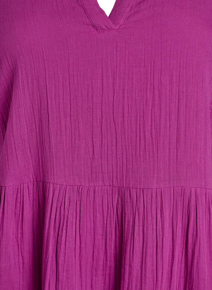 Robe en mousseline de coton longueur genou, coupe évasée, Violet, Packshot image number 2
