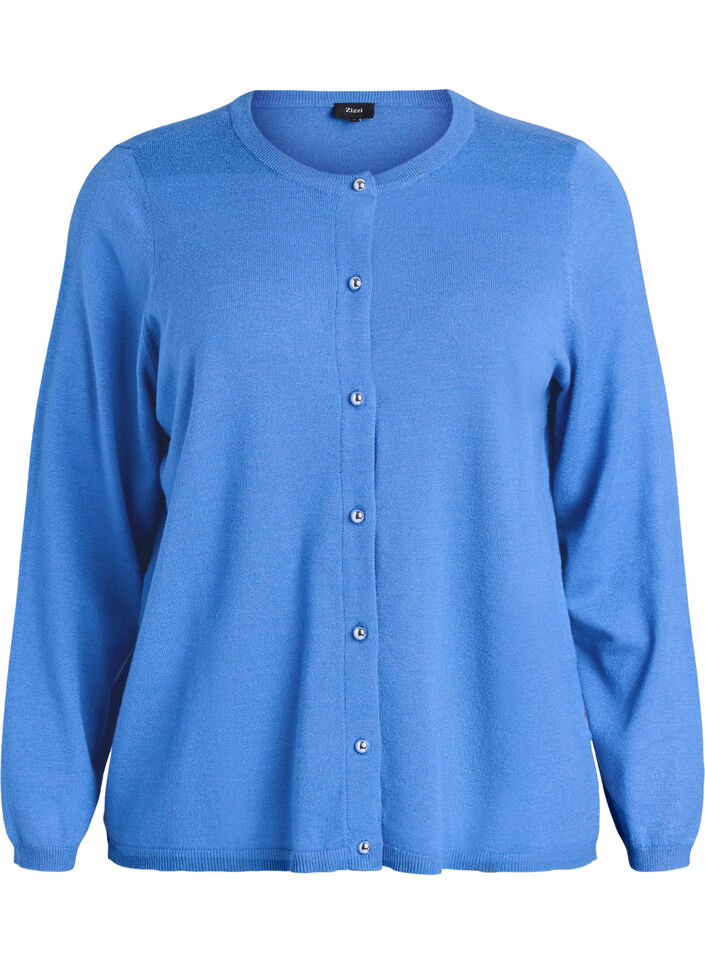 Cardigan &agrave; boutons ronds, Bleu, Packshot image number 0