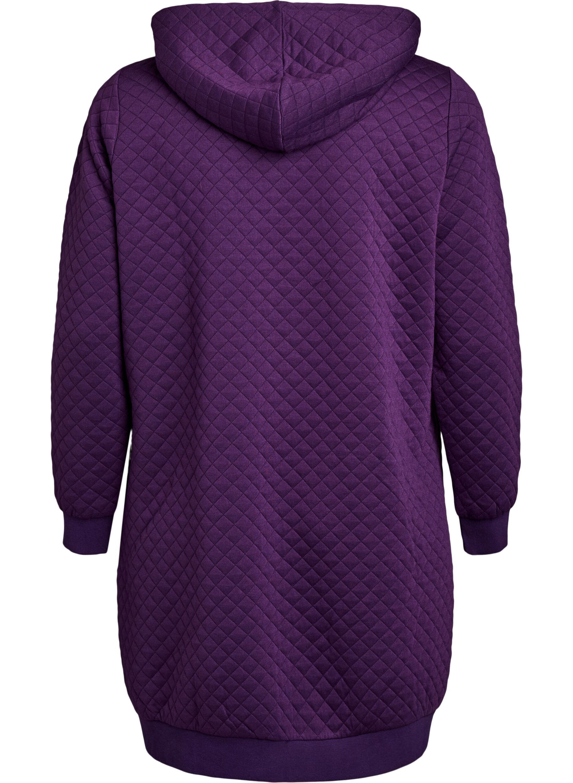 Zizzi Cardigan de sport long matelass&eacute; avec fermeture &eacute;clair, Violet, Packshot image number 1