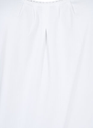 Top en coton avec col rond et bordure en dentelle, Bright White, Packshot image number 2