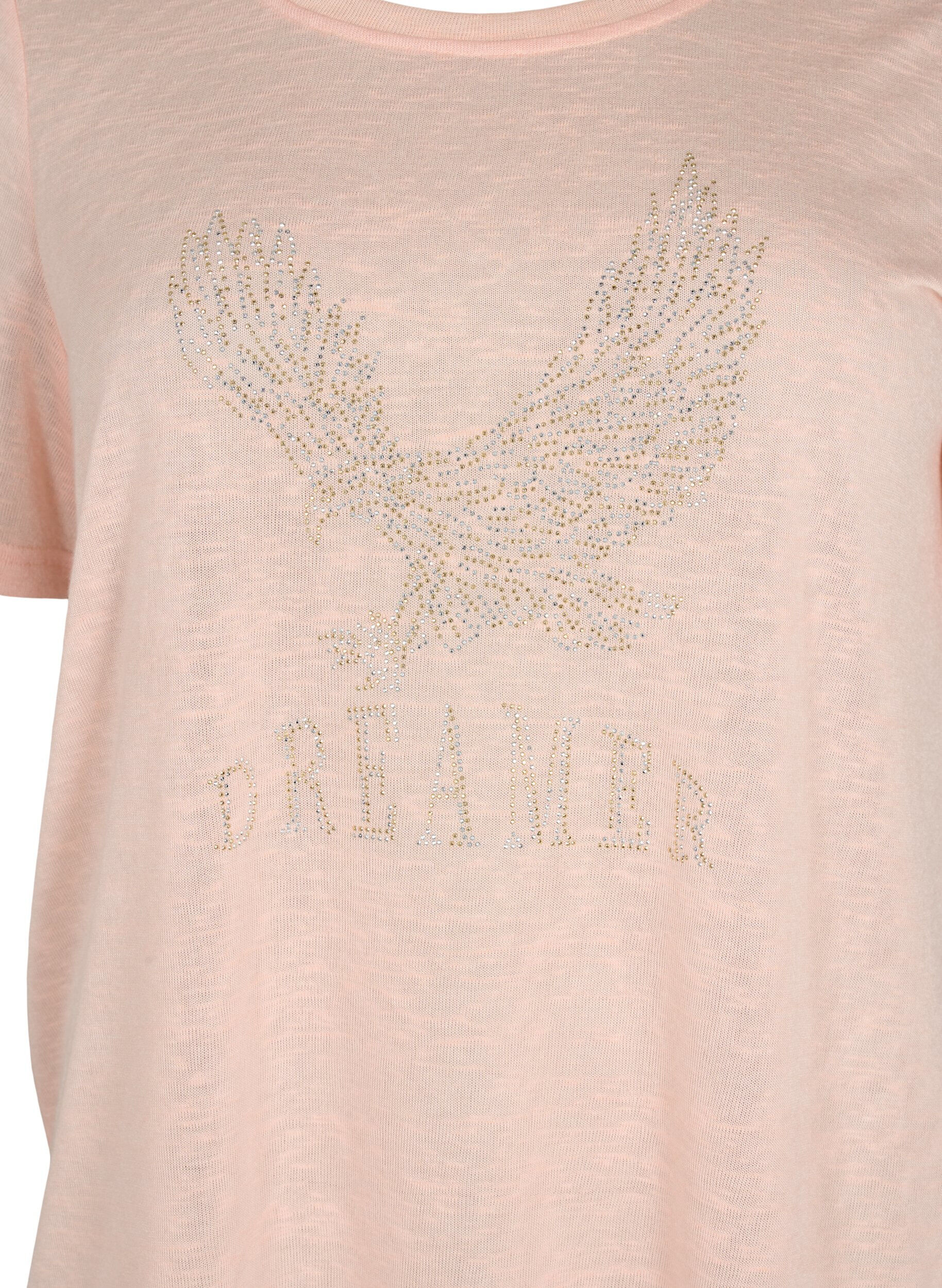 Zizzi T-shirt avec rivets et col rond, Pale Blush, Packshot image number 2