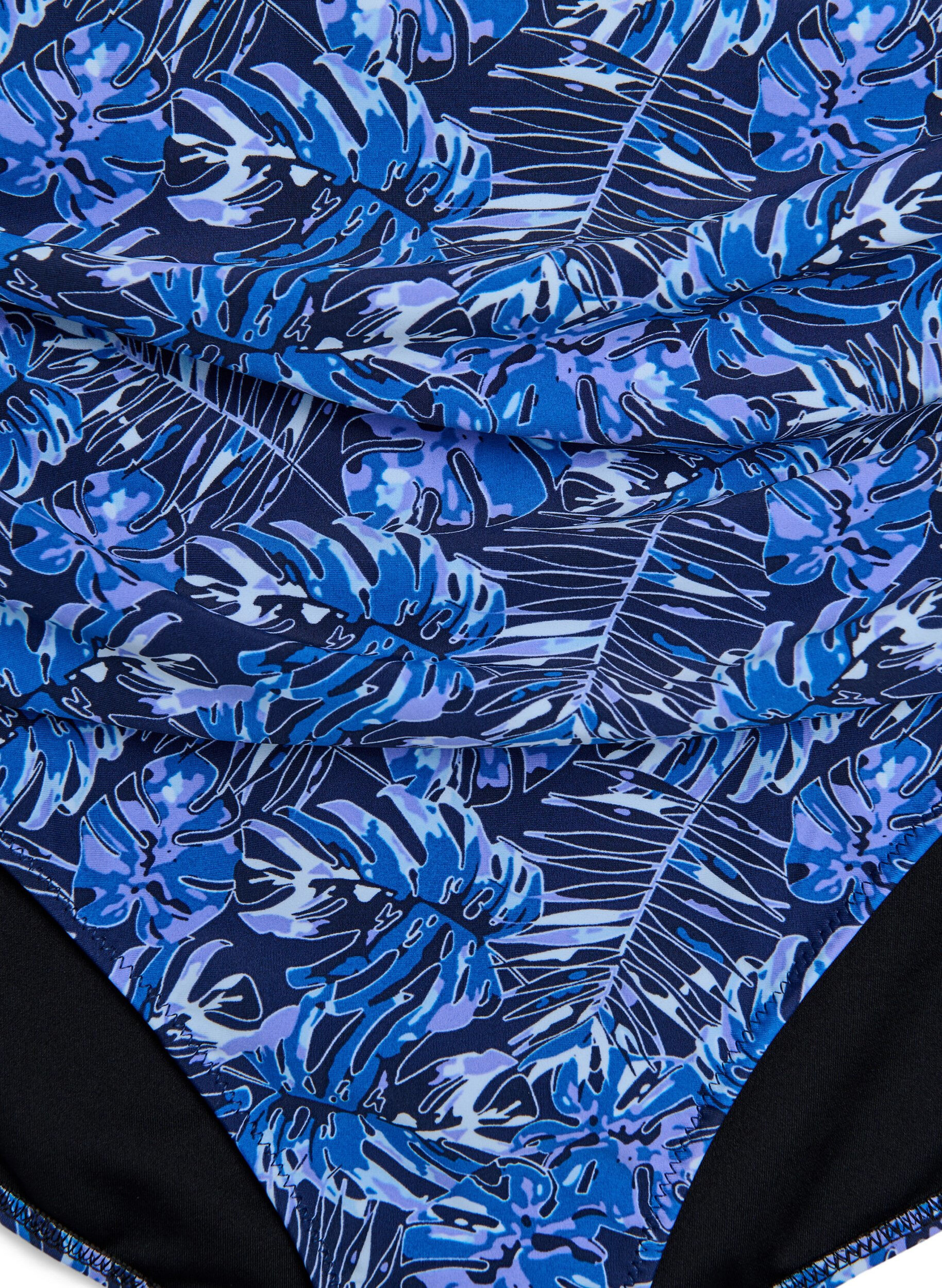 Zizzi Culotte de bikini taille haute &agrave; motif, Bleu, Packshot image number 2
