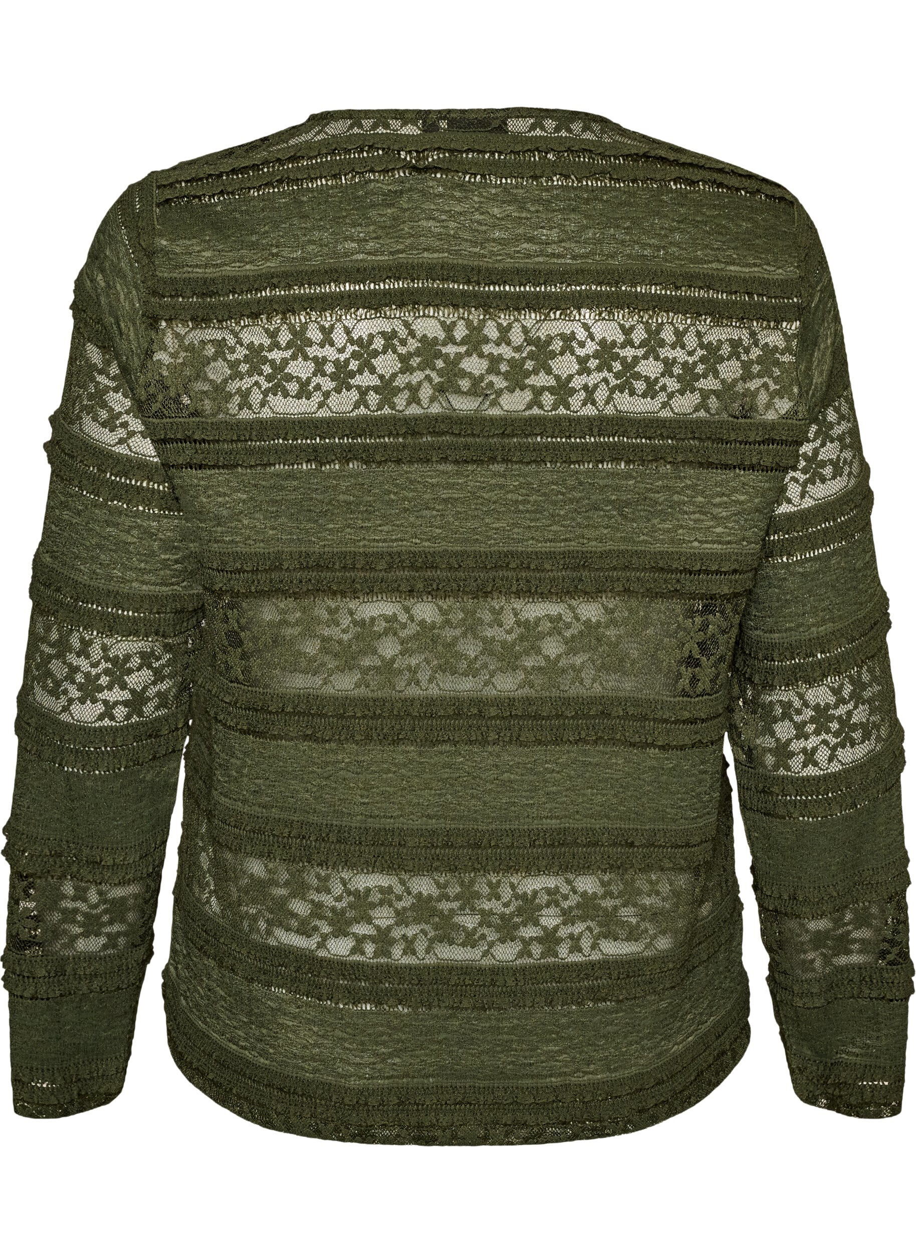 ZizziBlouse en dentelle avec manches longues, Vert fonc&eacute;, Packshot image number 1
