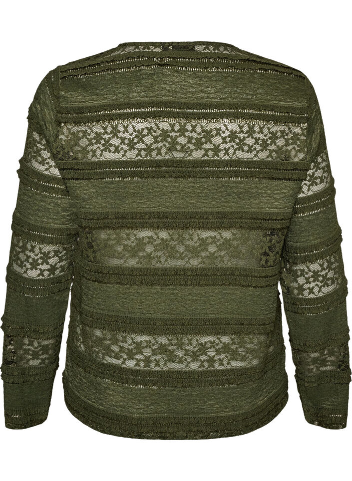 Blouse en dentelle avec manches longues, Vert fonc&eacute;, Packshot image number 1