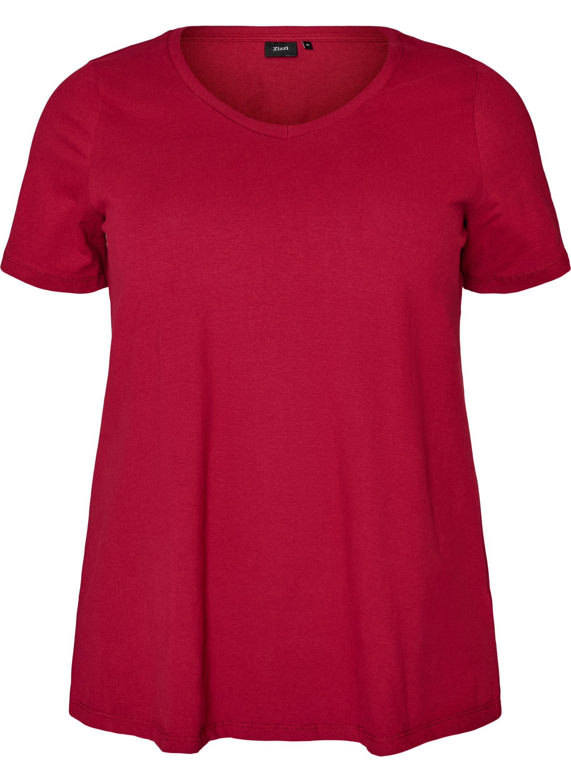 ZizziT-shirt en coton uni basique, Bordeaux, Packshot image number 0