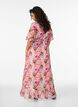 Robe longue en mousseline avec d&eacute;collet&eacute; en V et ourlet &agrave; volants, , Model image number 1