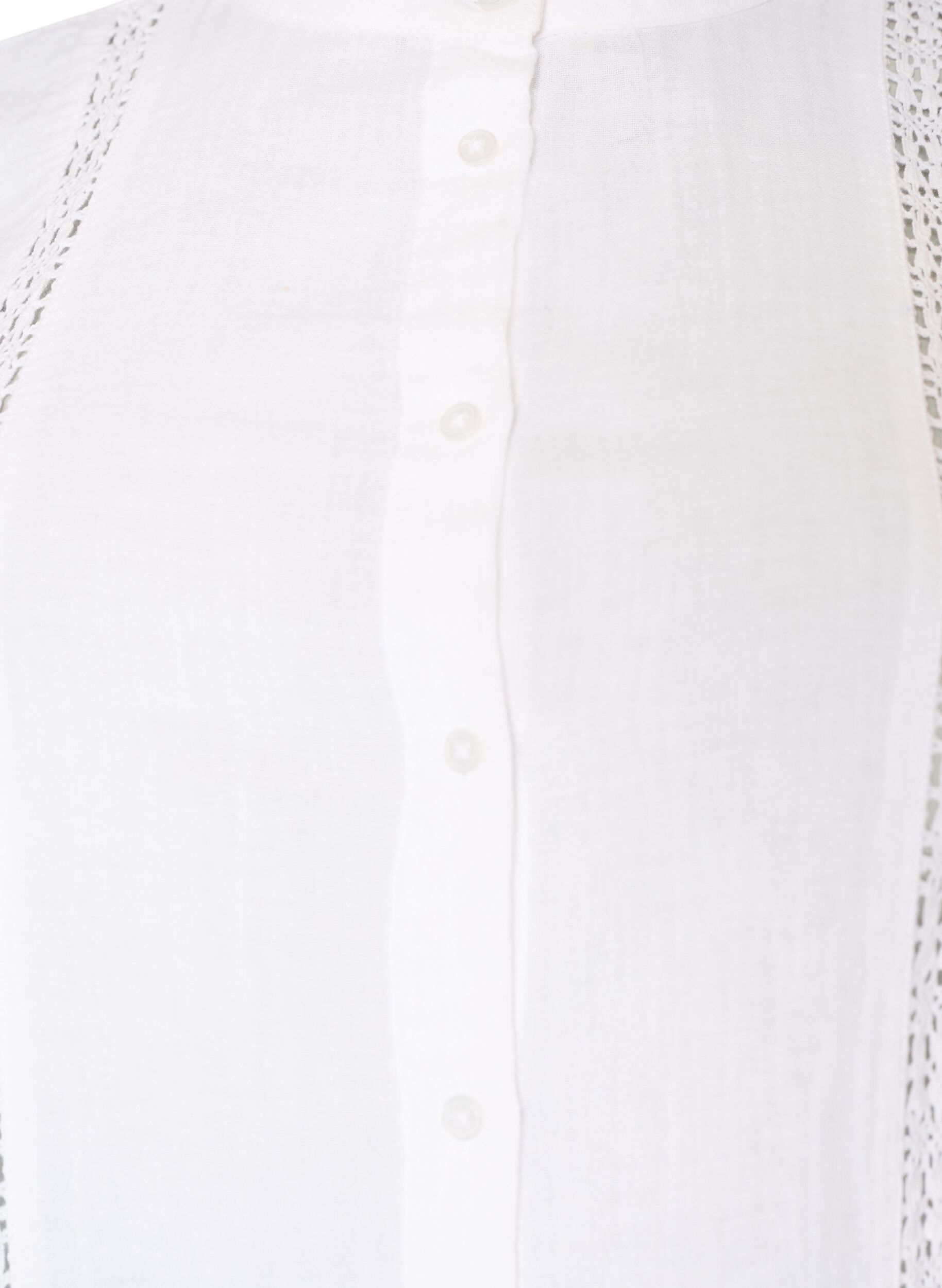 ZizziBlouse &agrave; manches courtes en mousseline de coton avec bordure en crochet, Blanc, Packshot image number 2