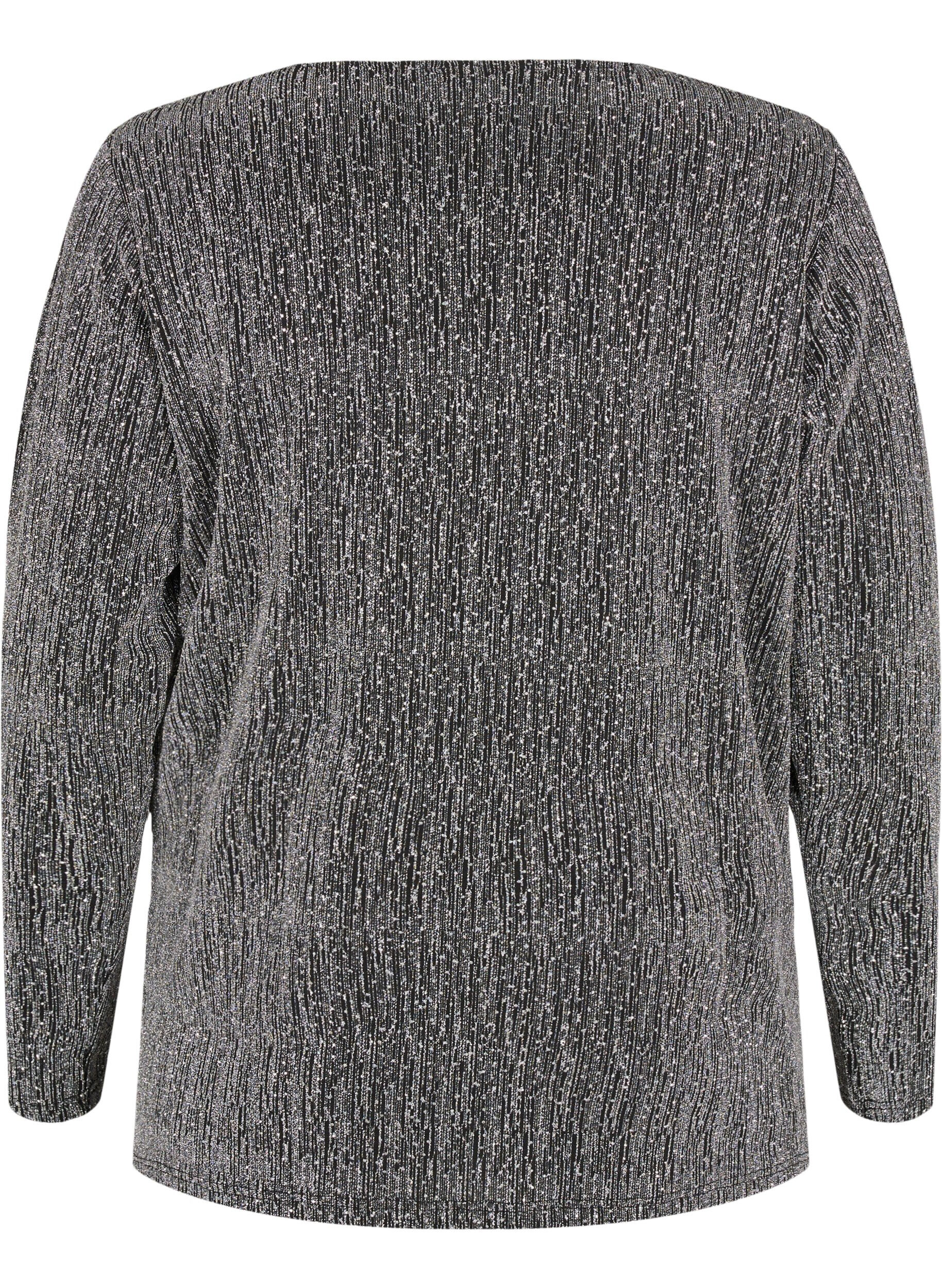 Zizzi Top paillet&eacute; &agrave; effet kimono, Noir, Packshot image number 1