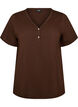 T-shirt dot&eacute; de boutons, Marron, Packshot image number 0