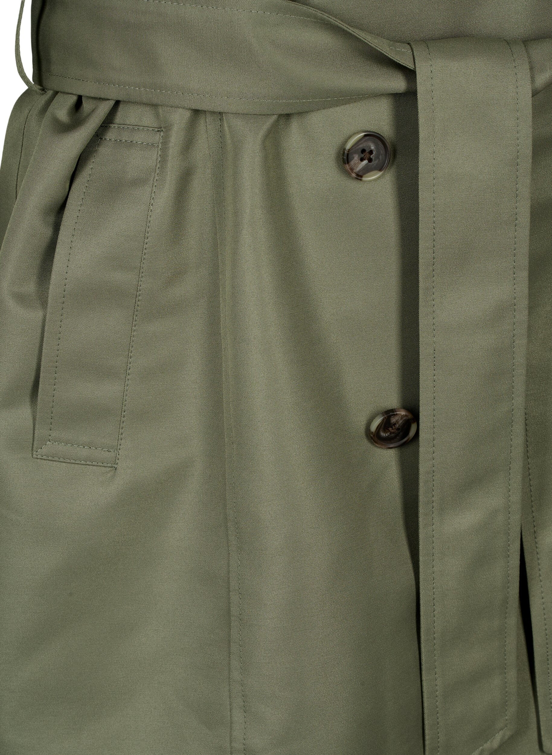 Zizzi Trench court avec ceinture, Vert Kaki, Packshot image number 3