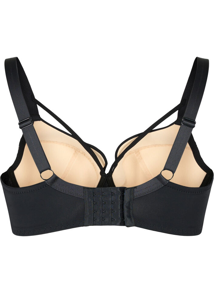 Soutien-gorge rembourré avec dentelle et lacet, Black, Packshot image number 1