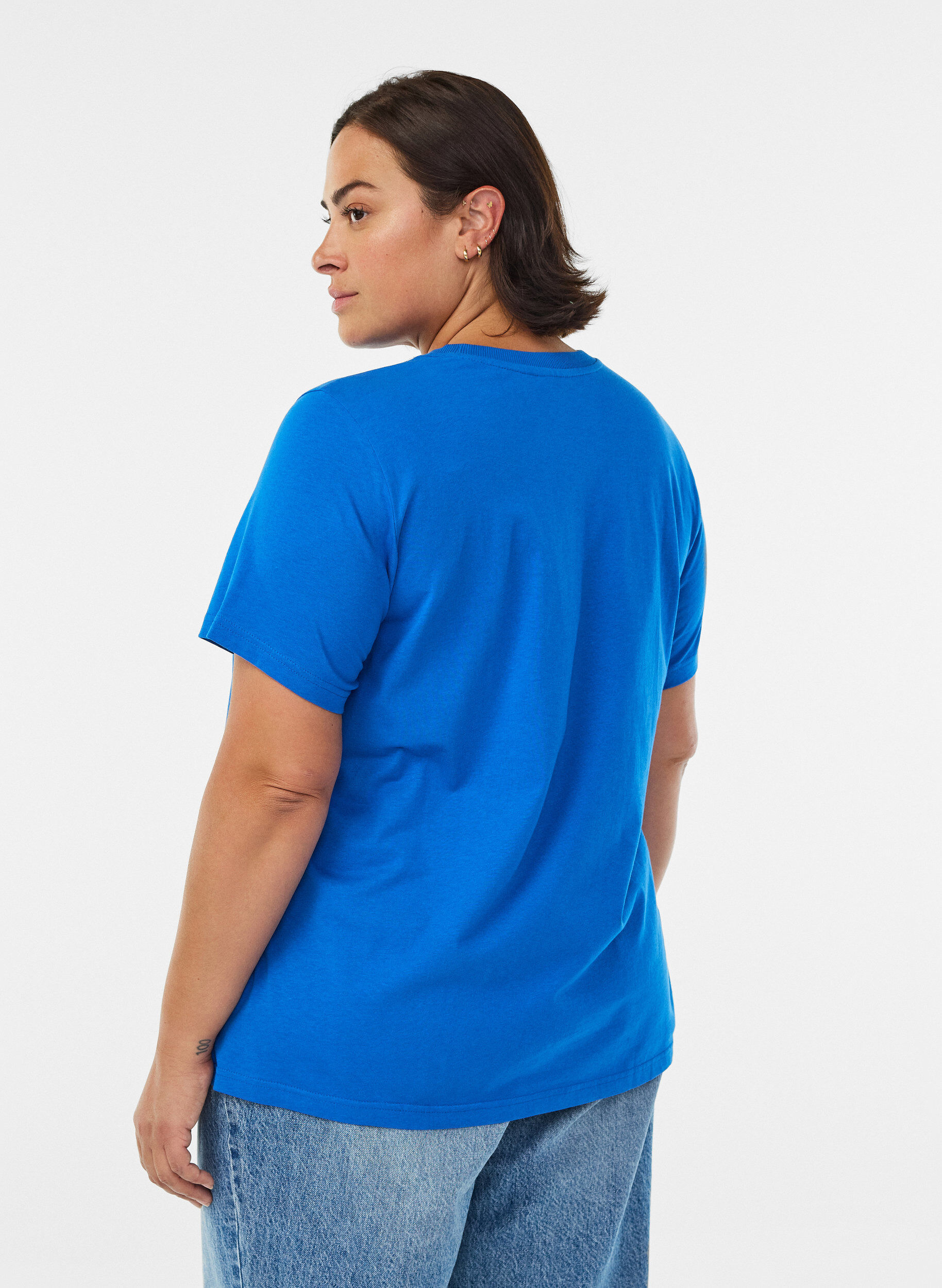 ZizziT-shirt basique en coton &agrave; col rond, Bleu, Model image number 2
