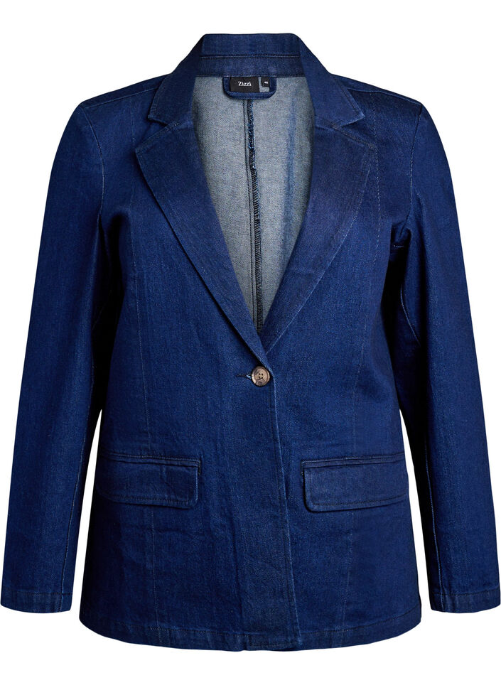 Blazer en denim avec des poches, Bleu, Packshot image number 0