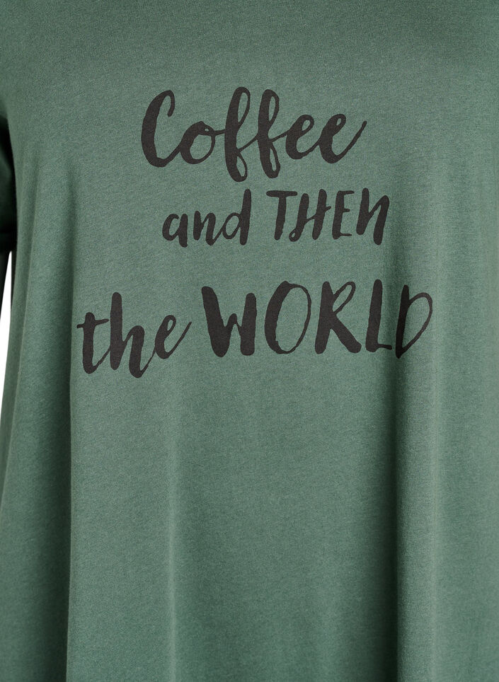 Chemise de nuit à manches courtes en coton biologique, Vert foncé, Packshot image number 2