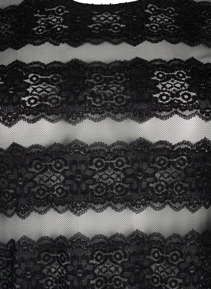 Robe mi-longue à dentelle et mesh, Black, Packshot image number 2