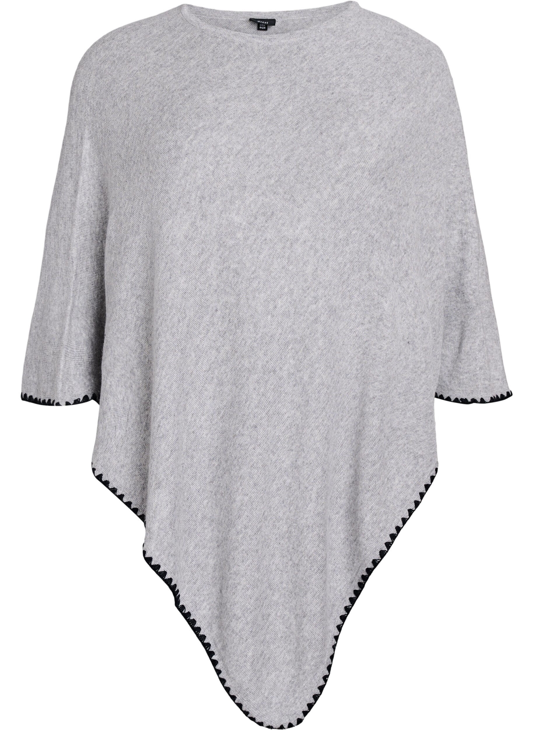 Zizzi Poncho en maille fine, Gris, Packshot image number 0