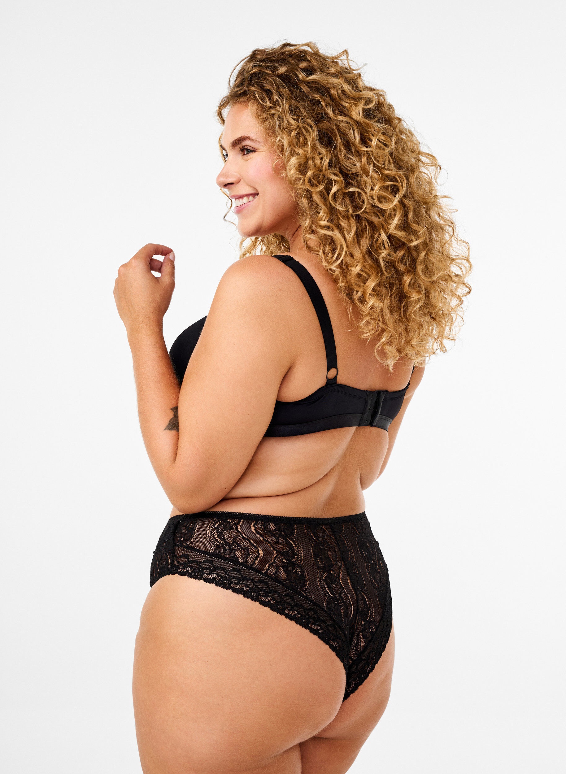 Zizzi Culotte br&eacute;silienne en dentelle microfibre, Black, Model image number 1