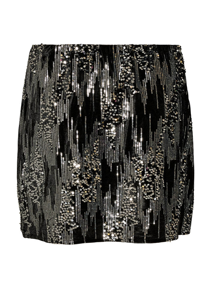 Jupe courte &agrave; sequins, Noir, Packshot image number 1