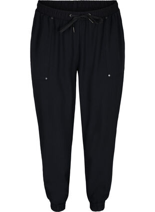 Pantalon avec poches et ourlet élastique, Black, Packshot image number 0