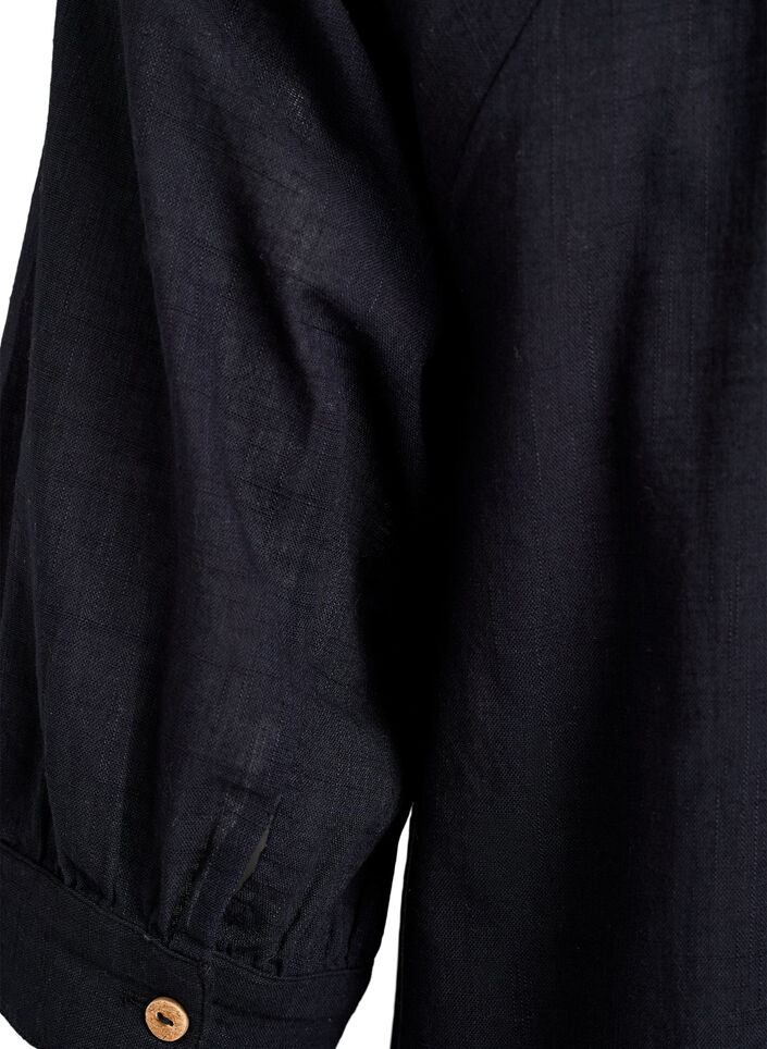 Tunique en coton avec un col en V, Noir, Packshot image number 3