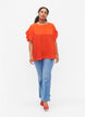 Blouse à manches courtes avec des plis., Orange.com, Model image number 3