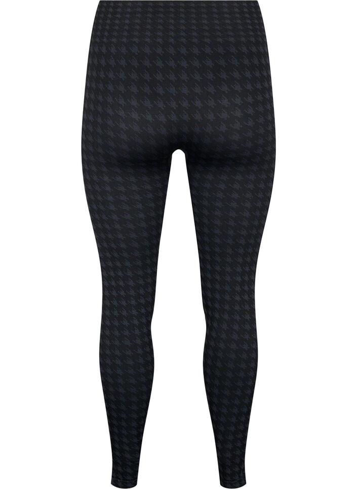 Leggings sans coutures &agrave; motif pied-de-poule, Black w. Dark Grey, Packshot image number 1
