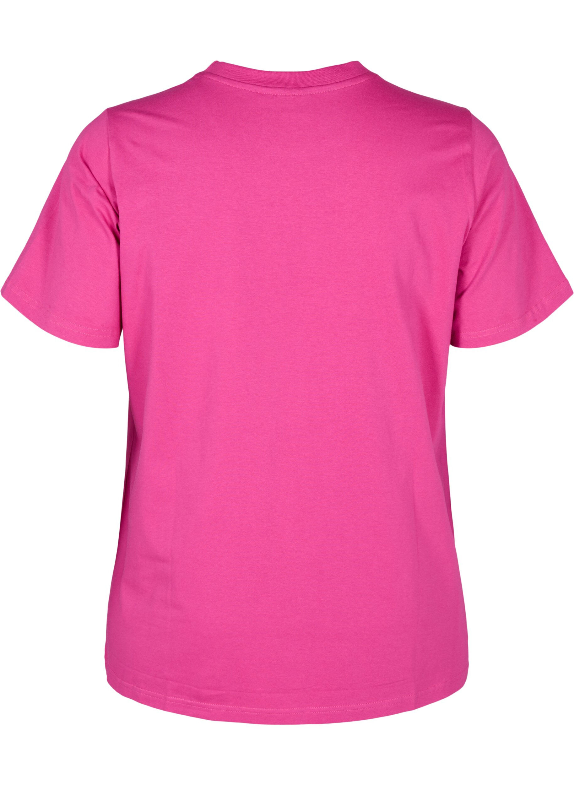 Zizzi T-shirt en coton biologique avec col rond, Raspberry Rose, Packshot image number 1