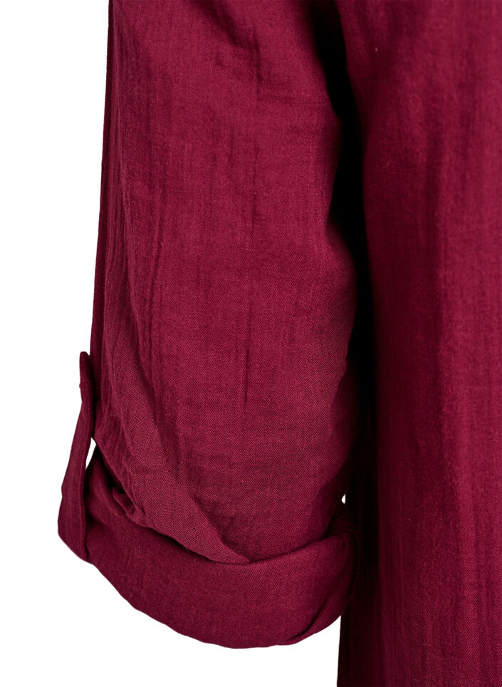 Tunique en mousseline de coton avec broderie anglaise, Bordeaux fonc&eacute;, Packshot image number 3
